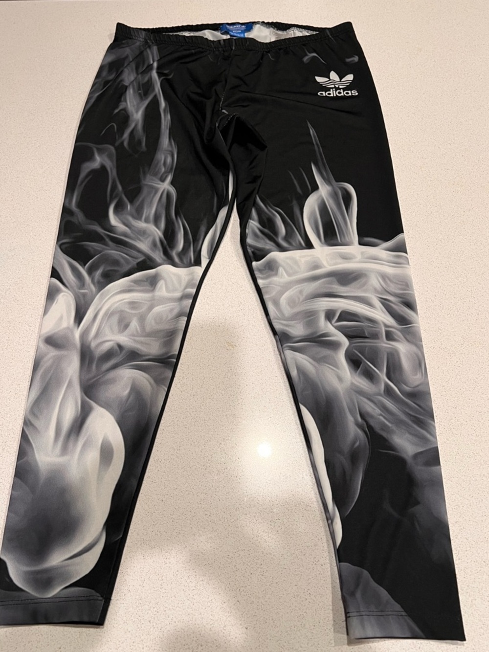 Adidas Black & White Smoke Print Leggings Womens Size Large